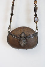 Vintage Maya Gem & Stone Chain Brown Textured Resin Handbag