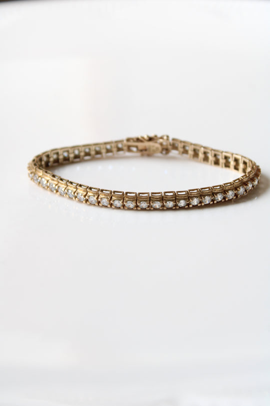 Gold Coated CZ Stone Sterling Silver Tennis Bracelet