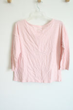 Talbots Light Pink Cotton Long Sleeved Button Detail Top | S