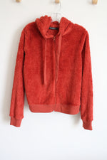 Fifth Sun Terracotta Orange Sherpa Zip Up Hoodie | L