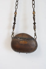 Vintage Maya Gem & Stone Chain Brown Textured Resin Handbag