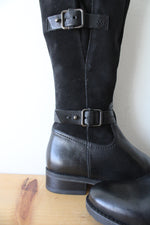 Clarks Black Leather & Suede Riding Boots | Size 6.5M