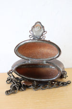 Vintage Maya Gem & Stone Chain Brown Textured Resin Handbag