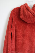 Fifth Sun Terracotta Orange Sherpa Zip Up Hoodie | L