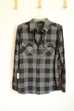 NEW Brothers and Sons Boot Barn Gray and Black Buffalo Plaid Flannel Shirt | L