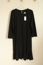 NEW J. Jill Black 3/4 Sleeve Long Dress With Bottom Ruffle | M Tall