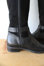 Clarks Black Leather & Suede Riding Boots | Size 6.5M