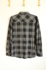 NEW Brothers and Sons Boot Barn Gray and Black Buffalo Plaid Flannel Shirt | L