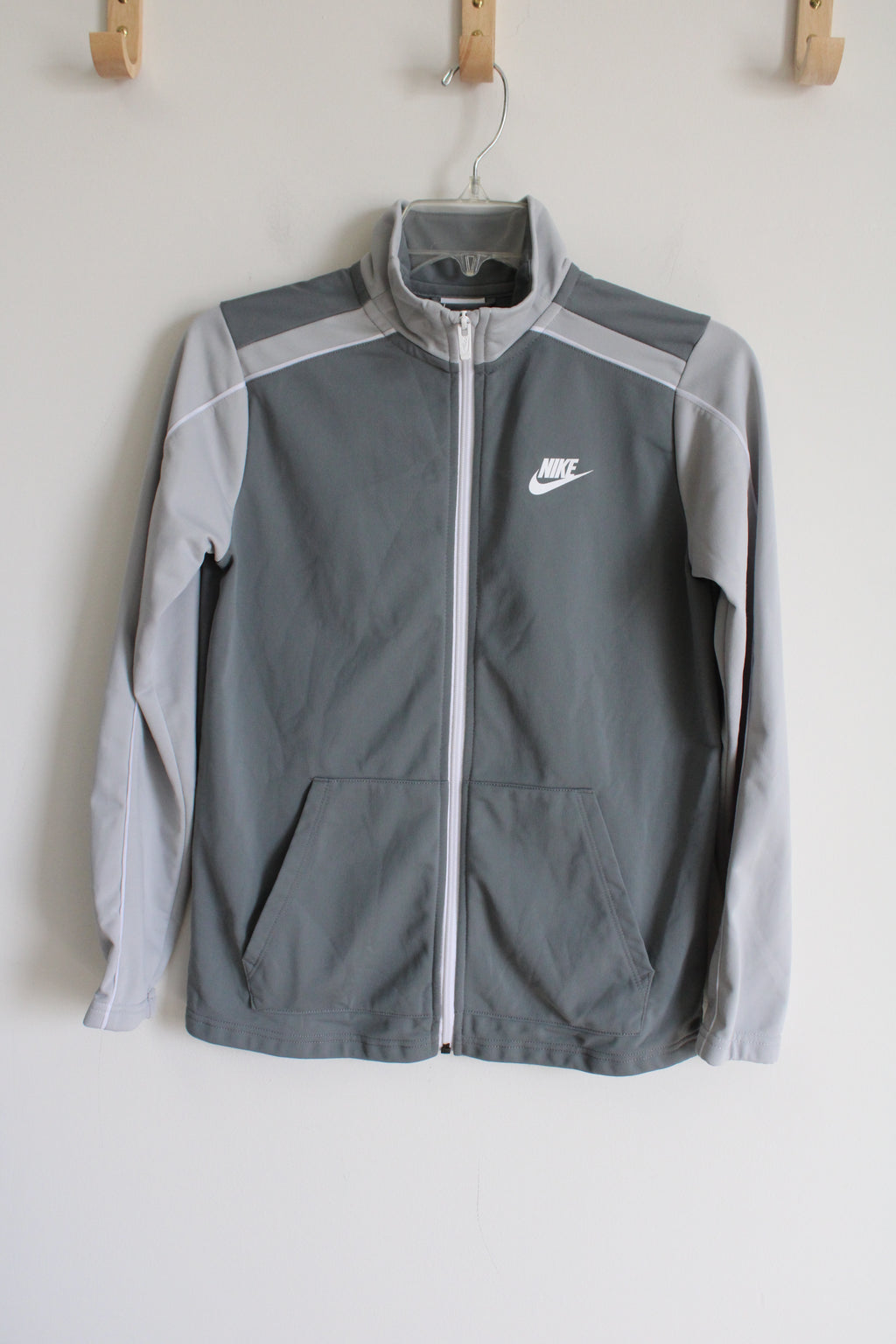 Nike Gray Color Blocked Fleece Lined Jacket | Youth L (14/16)