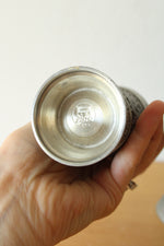 German Pewter Goblet and 2 Pewter Cups With Embossed Wildlife Scene