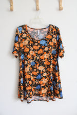 NEW LuLaRoe Orange & Blue Floral Perfect-T Top | L