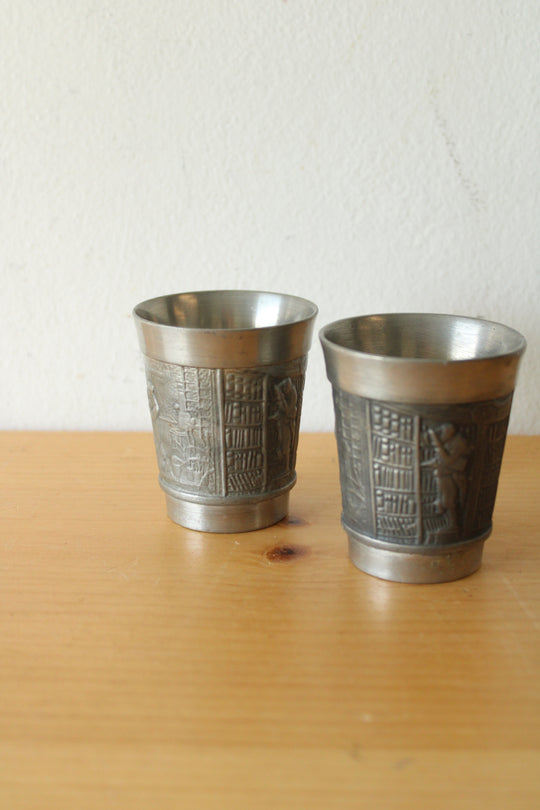 German Pewter Embossed Wine Cup