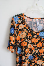 NEW LuLaRoe Orange & Blue Floral Perfect-T Top | L