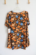 NEW LuLaRoe Orange & Blue Floral Perfect-T Top | L
