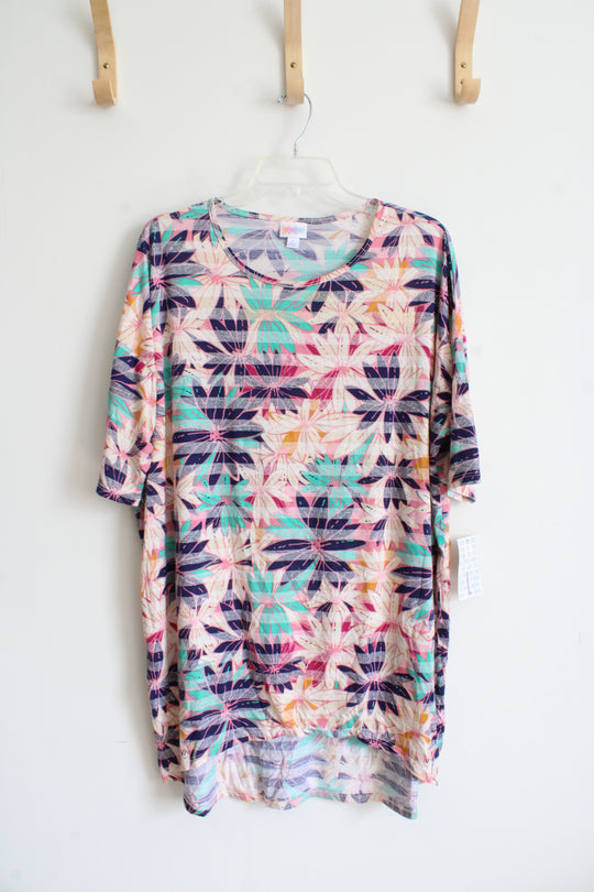 NEW LuLaRoe Pink Floral Striped Irma Top | L