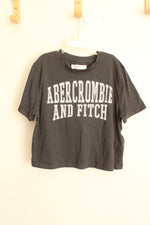 Abercrombie & Fitch Gray Cropped Logo T-Shirt | 10/12