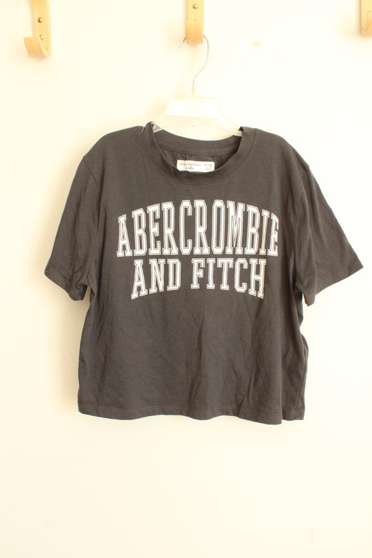 Abercrombie & Fitch Gray Cropped Logo T-Shirt | 10/12