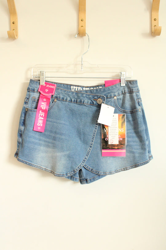NEW VIP Jeans Light Wash Wrap Front Skort | 7