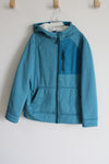 Lands' End Blue Sherpa Lined Hoodie Jacket | Youth L (10/12)