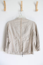 Chico's Tan Full Zip Linen Blend Lightweight Jacket | 1 (M)