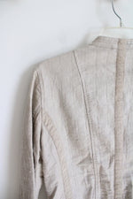 Chico's Tan Full Zip Linen Blend Lightweight Jacket | 1 (M)