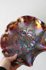 Imperial Carnival Glass Oil Slick Pansy Floral Ruffle Plate | 8.5"