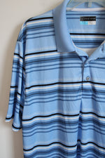 PGA Tour Pro Series Blue Black Striped Polo Shirt | XXL