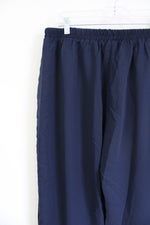 Navy Blue Wide Leg Polyester Pant | XL