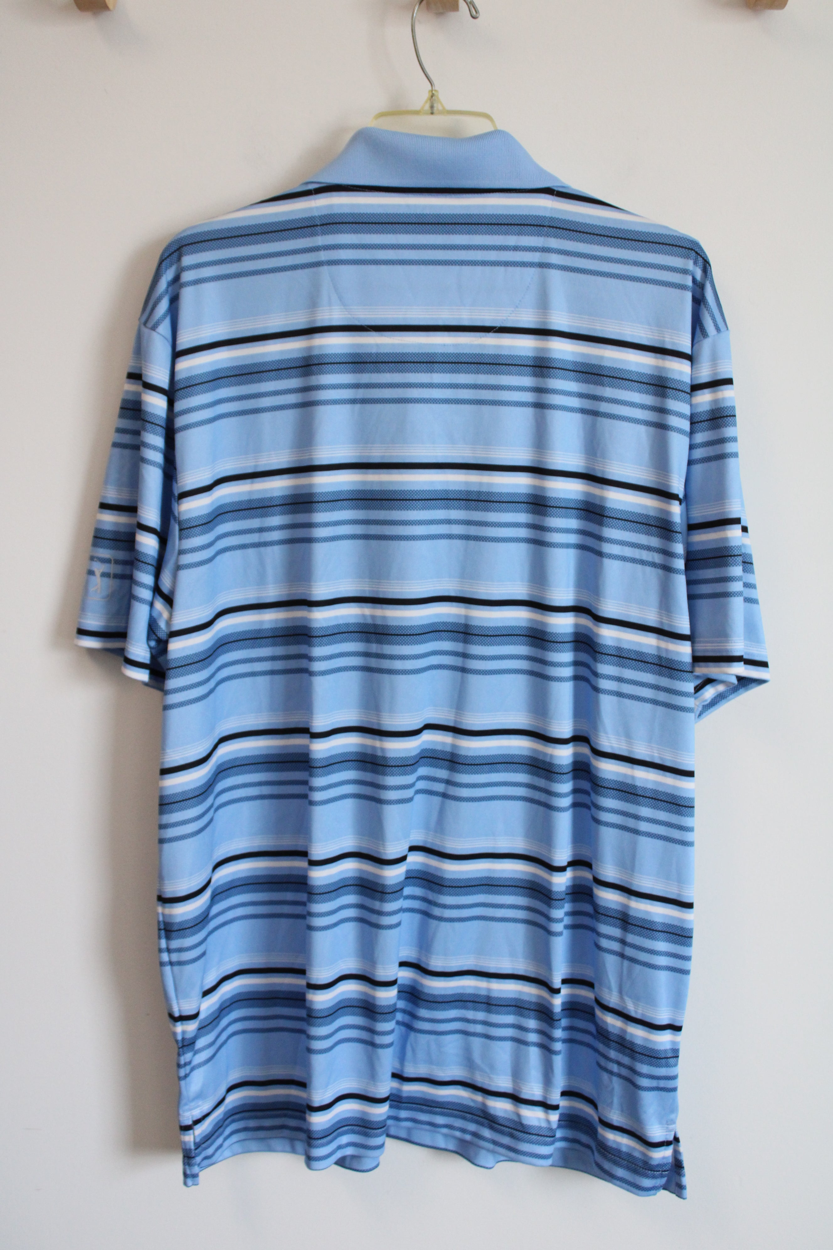 PGA Tour Pro Series Blue Black Striped Polo Shirt | XXL