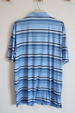 PGA Tour Pro Series Blue Black Striped Polo Shirt | XXL