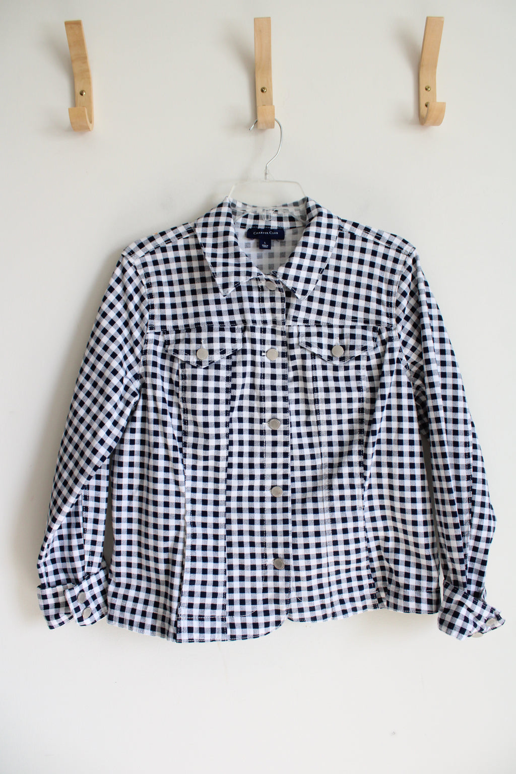 Charter Club Black & White Checkered Jacket | L