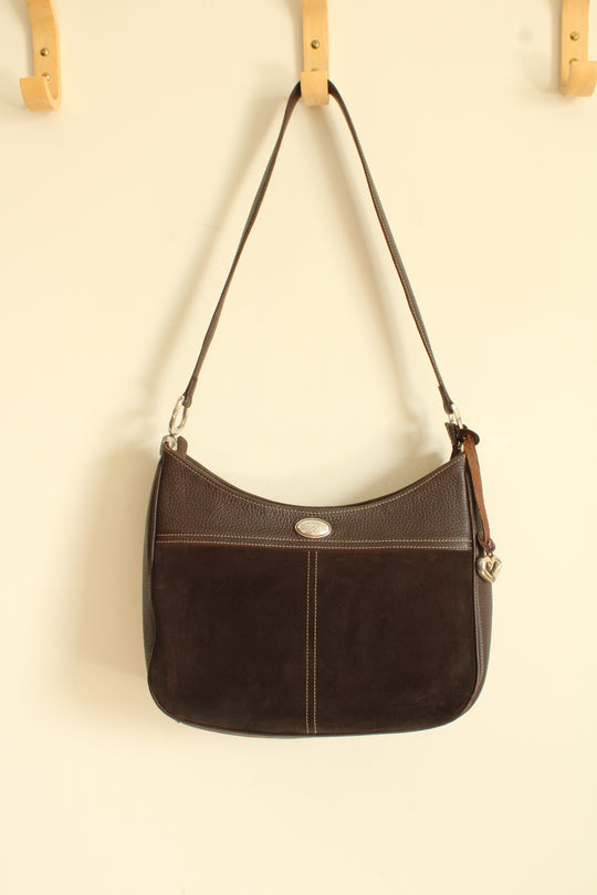 Brighton Espresso Brown Leather & Suede Shoulder Bag