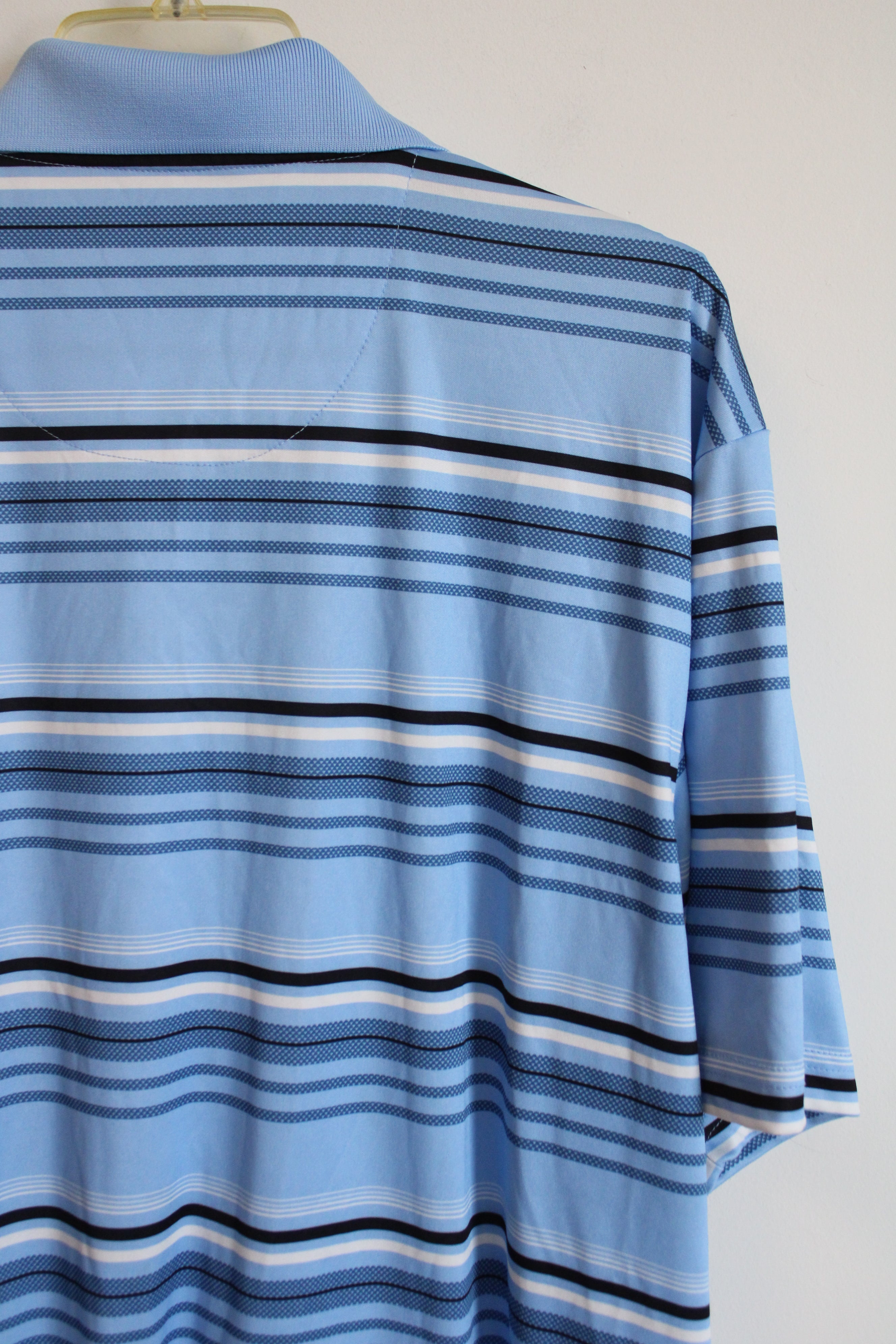 PGA Tour Pro Series Blue Black Striped Polo Shirt | XXL