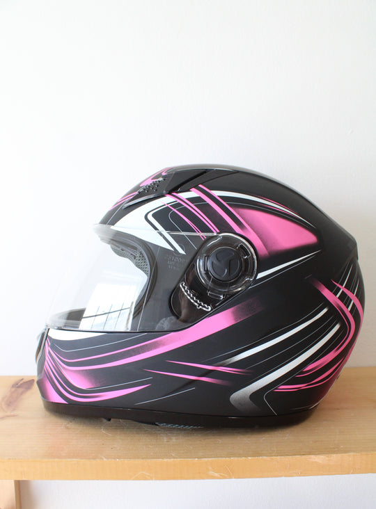 Typhoon Matte Pink & Black Full Face Motorcycle Helmet | Size XL