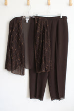 R&M Richards Brown Beaded Chiffon Set | 18