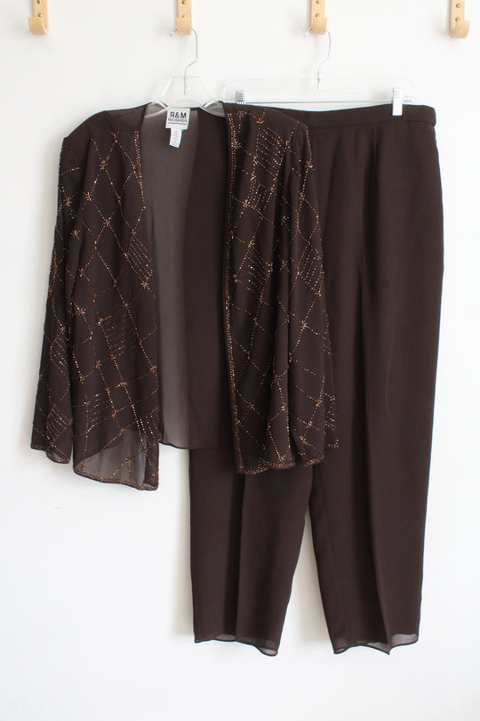 R&M Richards Brown Beaded Chiffon Set | 18