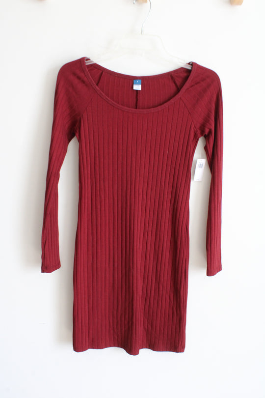 NEW Old Navy Maroon Ribbed Knit Dress | S