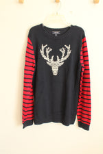 Lands End Navy Blue and Red Holiday Sweater | 18/20 (XL)