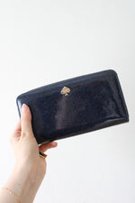 Kate Spade Dark Blue Sparkle Glitter Bug Wallet