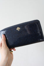 Kate Spade Dark Blue Sparkle Glitter Bug Wallet