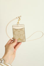 Coach Light Brown ID Card Holder with Lanyard