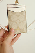 Coach Light Brown ID Card Holder with Lanyard