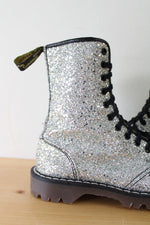 Dr Martens Vintage Silver Glitter Combat Boots | Size 5