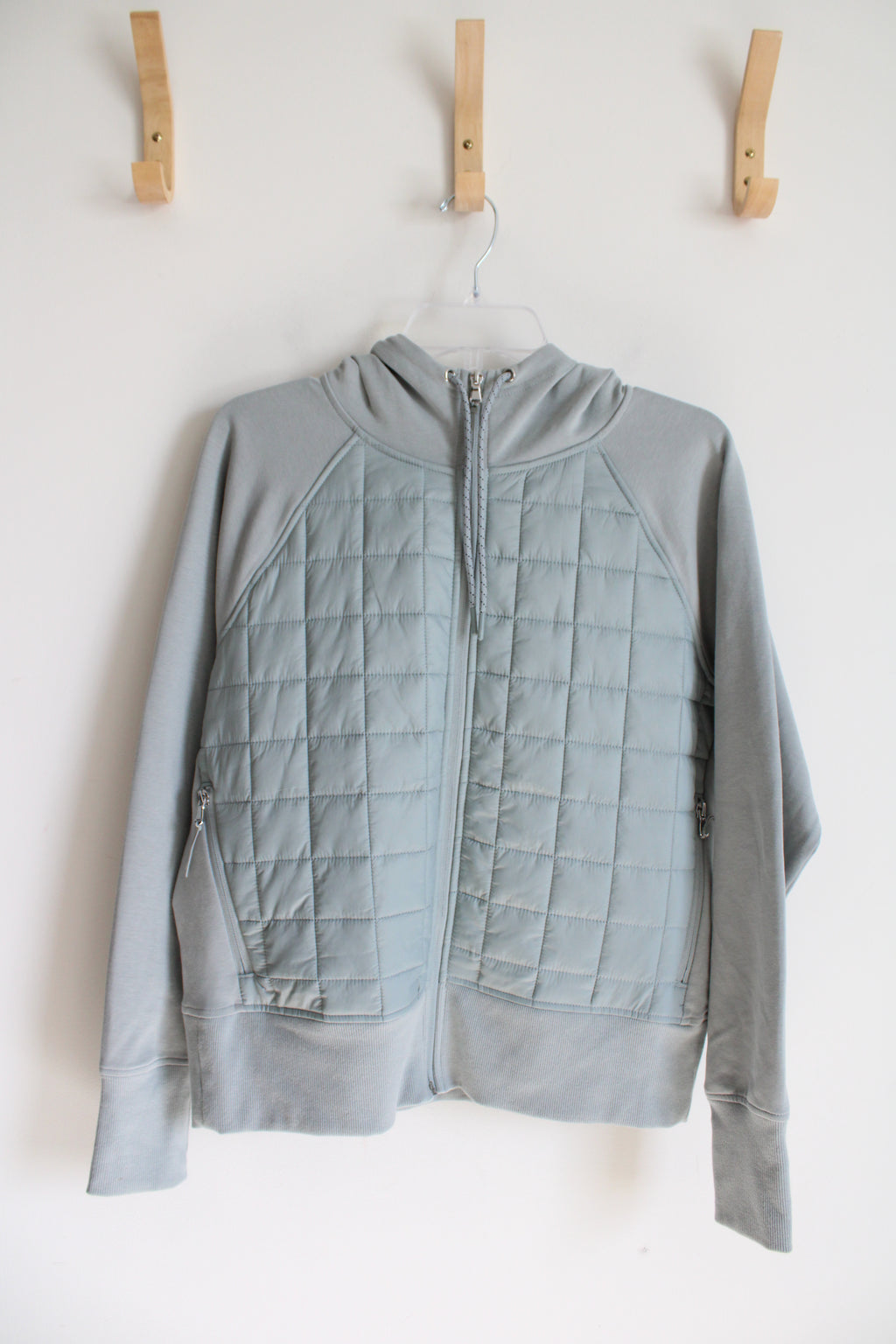 Old Navy Active Dynamic Fleece Gray Quilted Full Zip Jacket | L