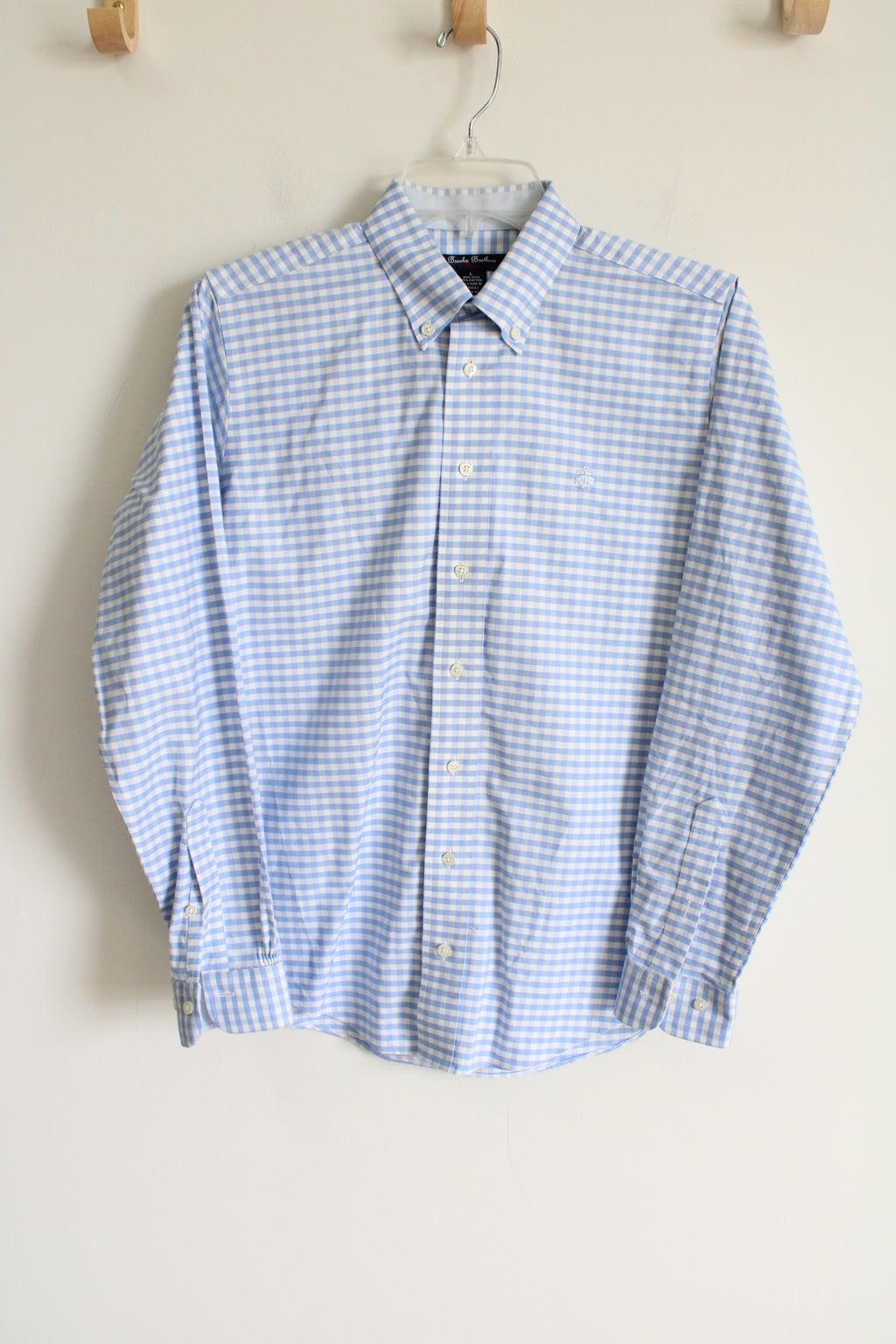 Brooks Brothers Blue Gingham Plaid Button Down Shirt | Youth L (12/14)