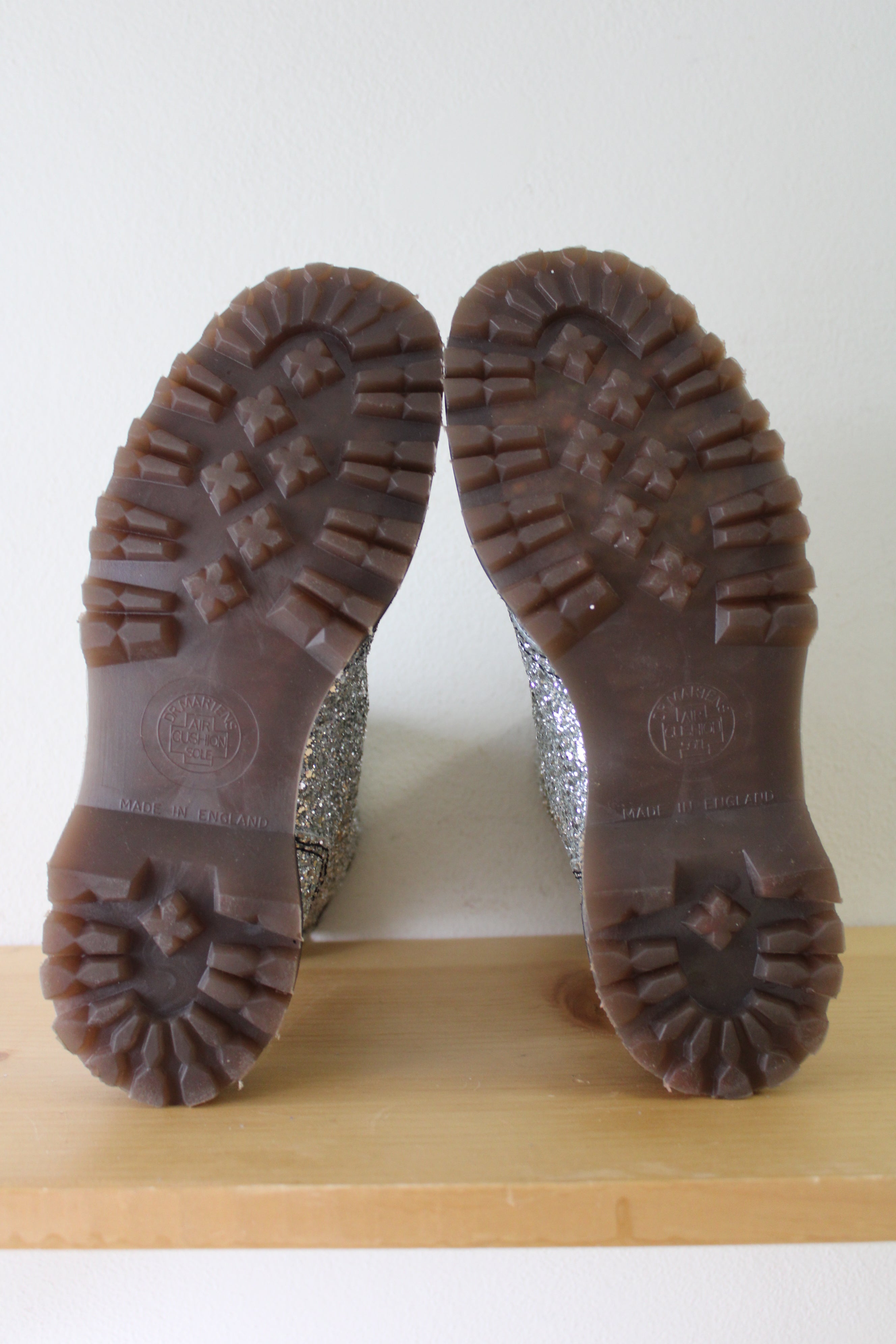 Dr Martens Vintage Silver Glitter Combat Boots | Size 5