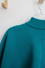 Runasimi Green Alpaca Blend Knit Poncho | One Size