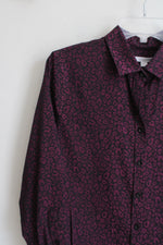 Chico's Black Purple Leopard Print Button Down Shirt | 1.5 (10)