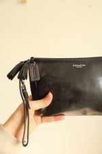 Coach Black Smooth Leather Clutch Wristlet