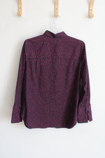 Chico's Black Purple Leopard Print Button Down Shirt | 1.5 (10)